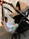 Asiento auxiliar para carrito bebé | Universal stroller toddler seat | Hamaca para viaje | Handmade | Marrón Vichy