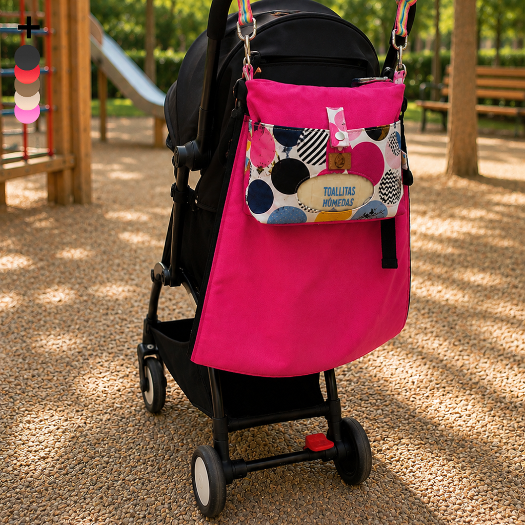 Pack para Carrito de Bebé: Hamaca + Pañalera | Asiento Auxiliar y Bolsa Organizadora | Rosa