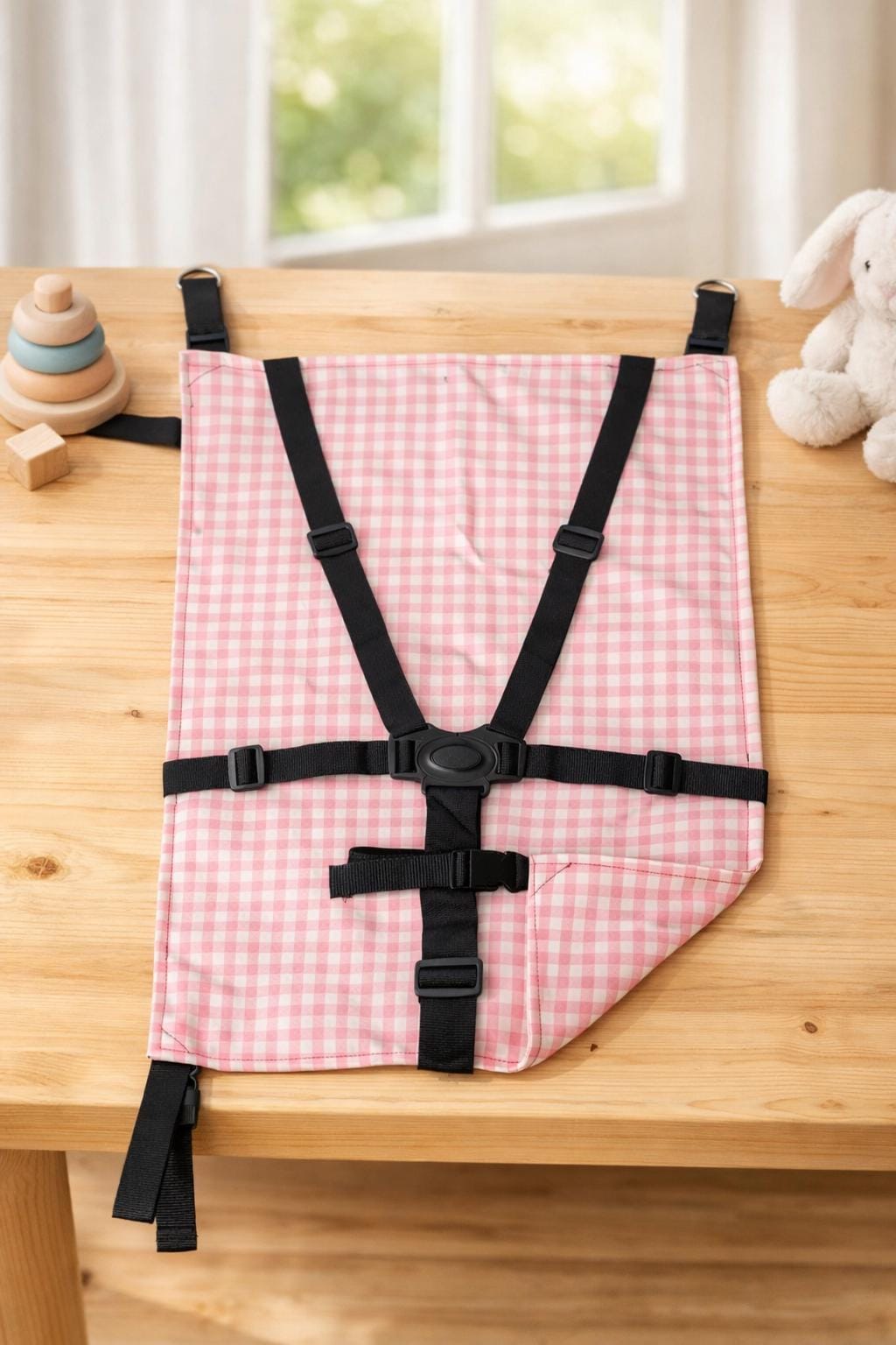 Asiento auxiliar para carrito bebé | Universal stroller toddler seat | Hamaca para viaje | Handmade  | Pink Vichy