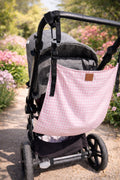 Asiento auxiliar para carrito bebé | Universal stroller toddler seat | Hamaca para viaje | Handmade  | Pink Vichy