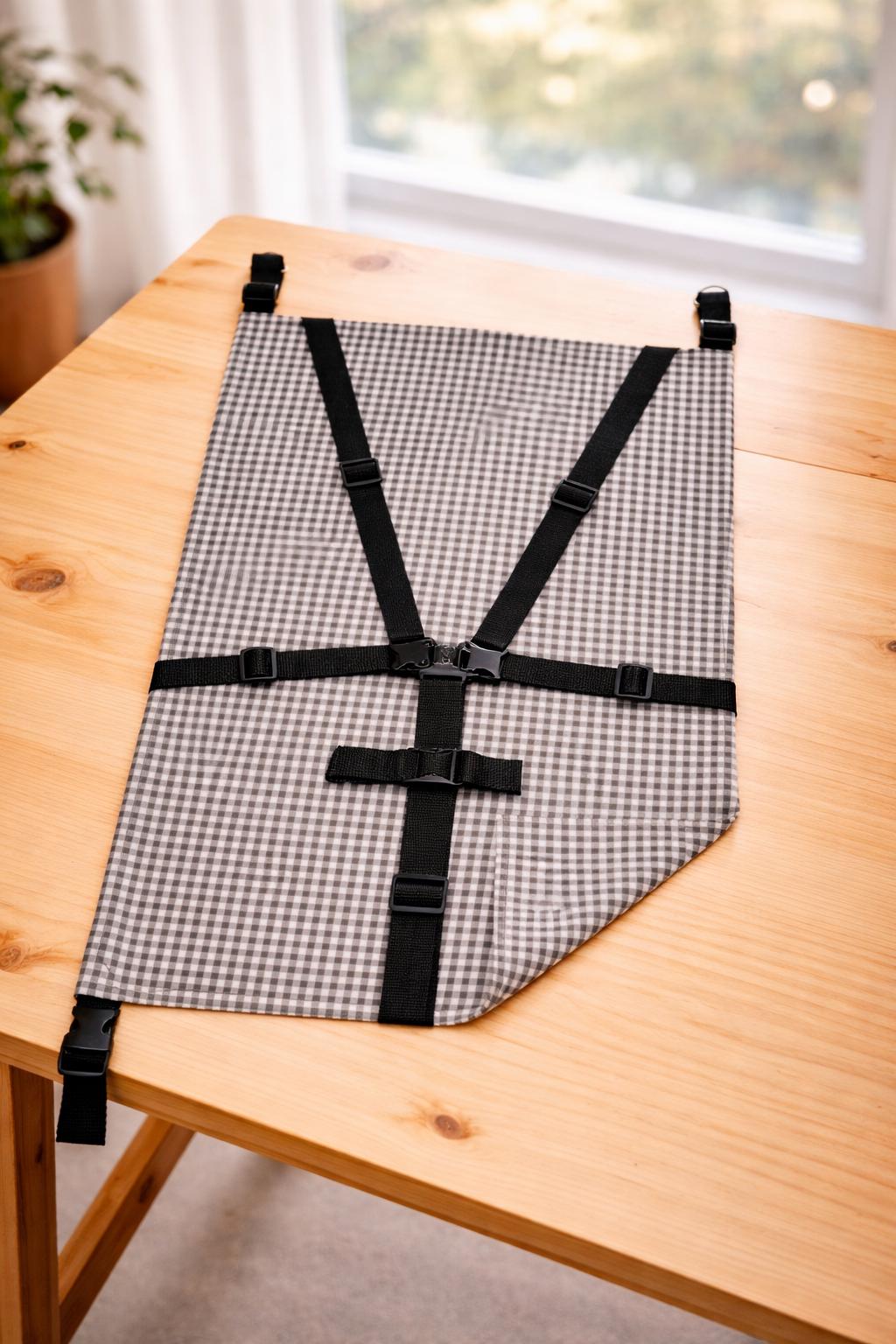 Asiento auxiliar para carrito bebé | Universal stroller toddler seat | Hamaca para viaje | Handmade | Black Vichy