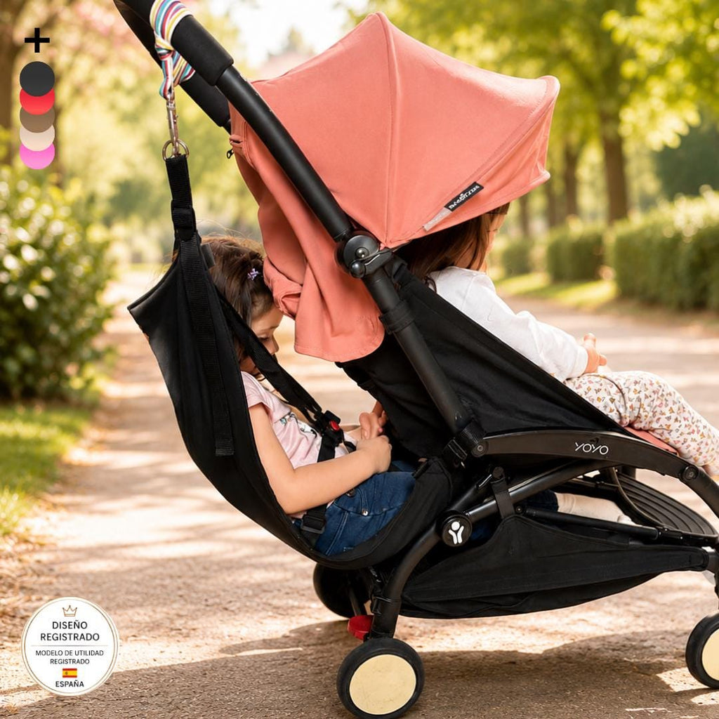 Asiento auxiliar para carrito bebé | Universal stroller toddler seat | Hamaca para viaje | Handmade | Black