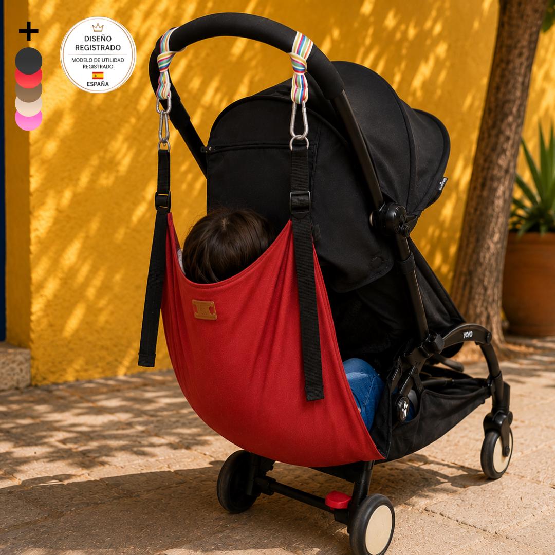 Asiento auxiliar para carrito bebé | Universal stroller toddler seat | Hamaca para viaje | Handmade | Red